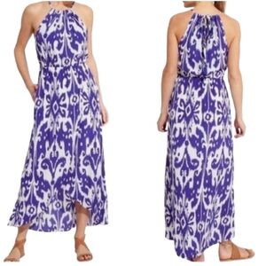 Athleta Ikat Bloom Ripple Maci Dress Blue White Size Medium